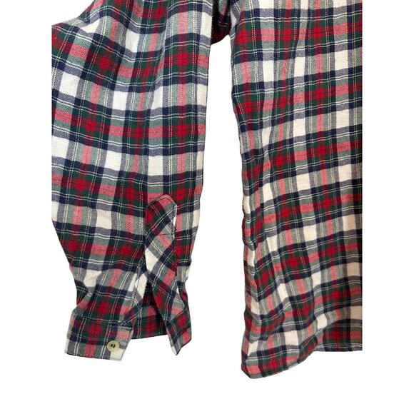 Talbots 10 Red Green White Plaid Flannel Long Sleeve Button-Up Christmas Holiday - Picture 3 of 8